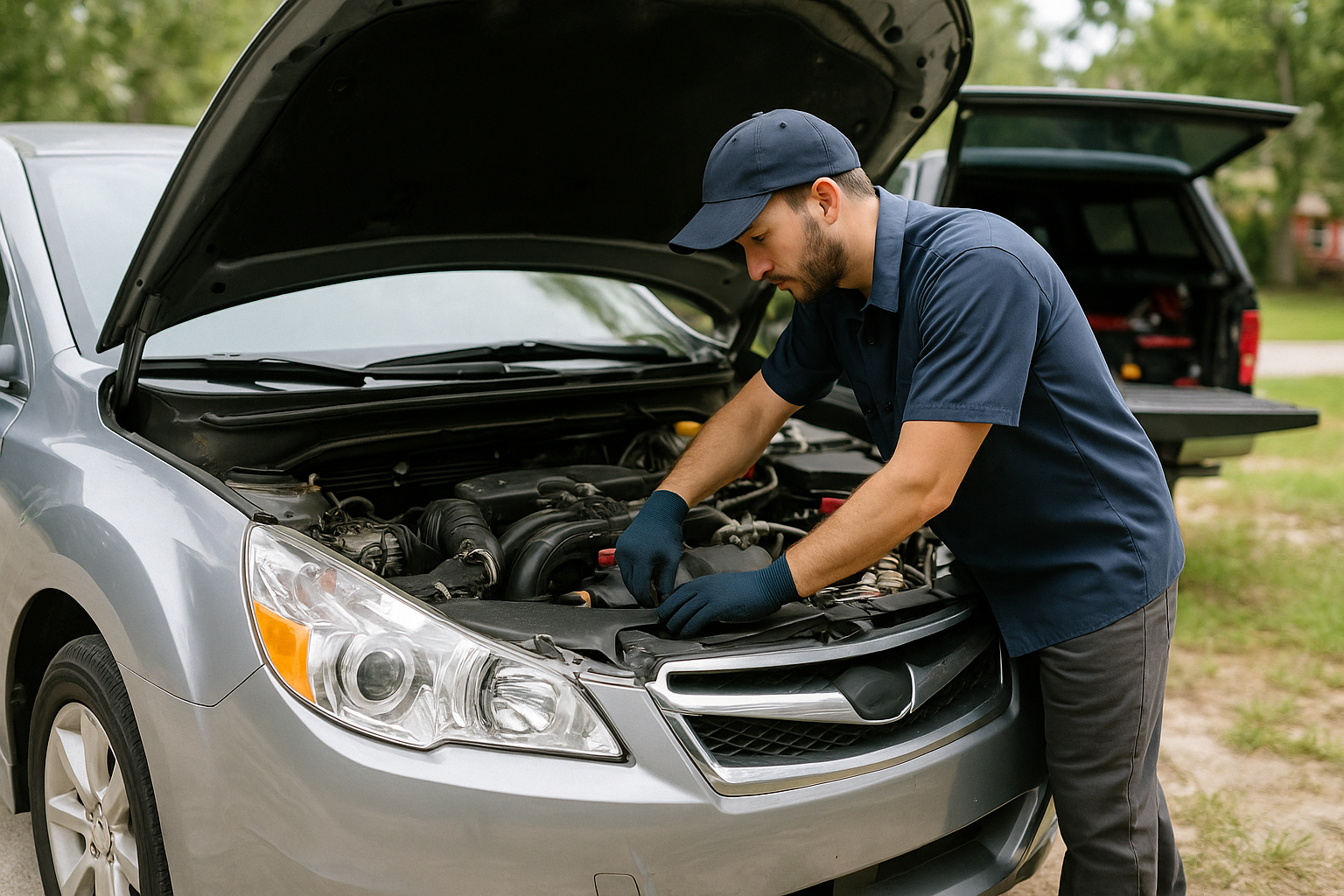 Mobile mechanic performing car repair in Palm Coast, FL